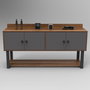 Hanah Home Consola Mn04-Ba, 180x93.2x85 cm, Tablero de Partículas Melaminado, Nogal y Antracita
